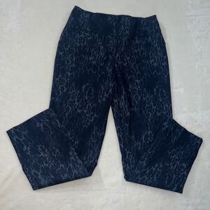 Lisette L Montreal Women 10 Navy Leopard Print Straight Leg Pull On Pants 8899